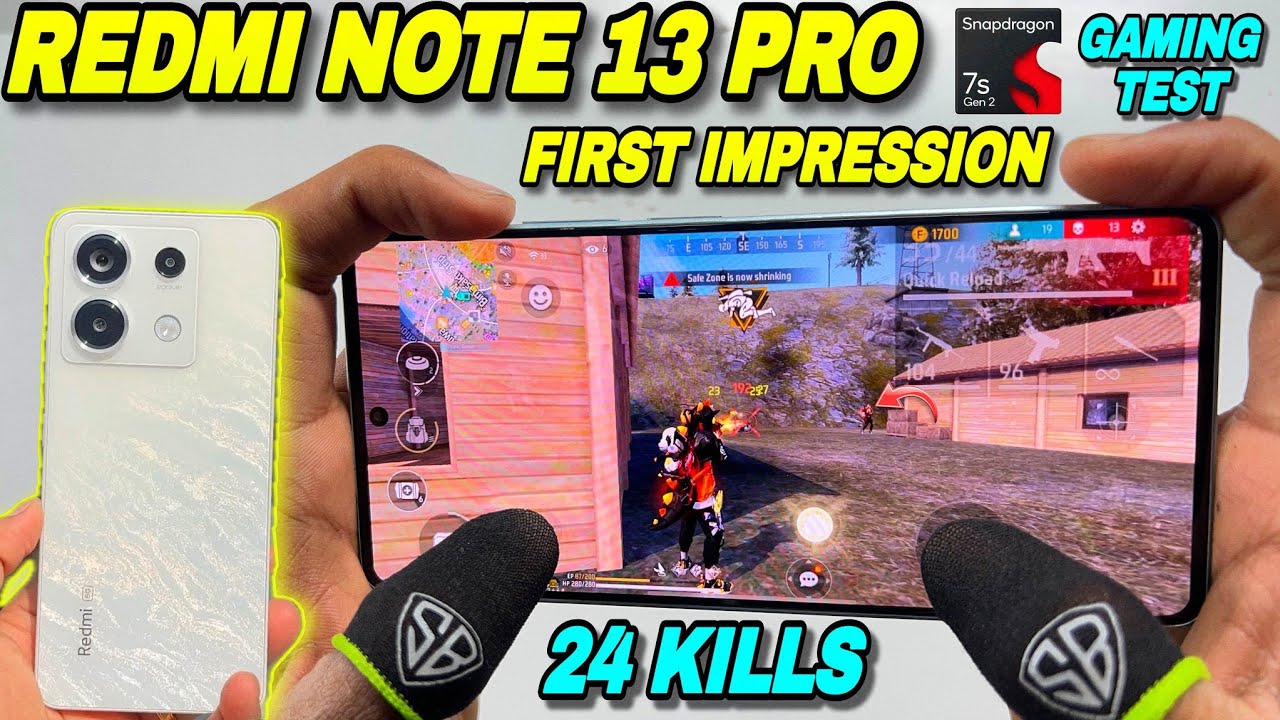 redmi note 13 pro 5g phone free fire gaming test first impression game turbo SD 7s gan 2 120hz 24kil