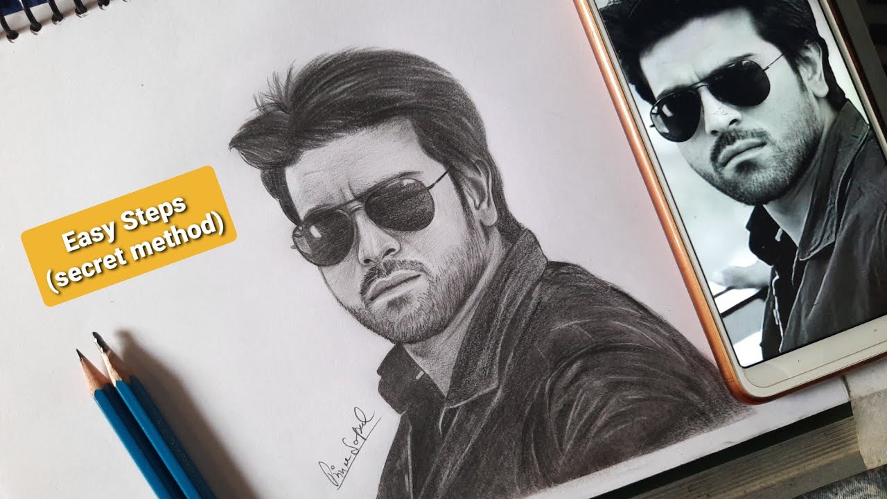 yevadu movie Ram Charan pencil drawing video (easy steps)