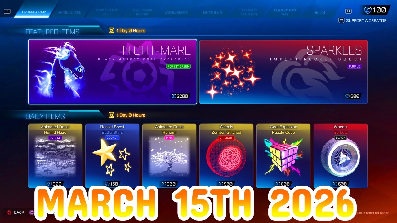 Rocket League ITEM SHOP Daily #476 (15th March 2026)
