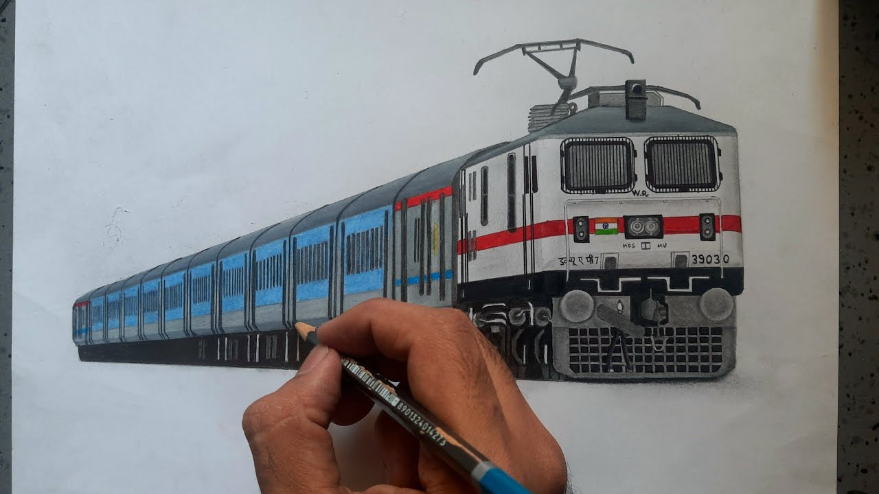 Drawing a train || Shatabdi express hauled by WAP-7 locomotive || Akshay's Rail World