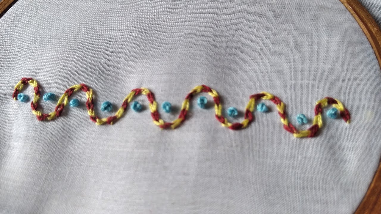 Double colour chain stitch, embroidery for beginners