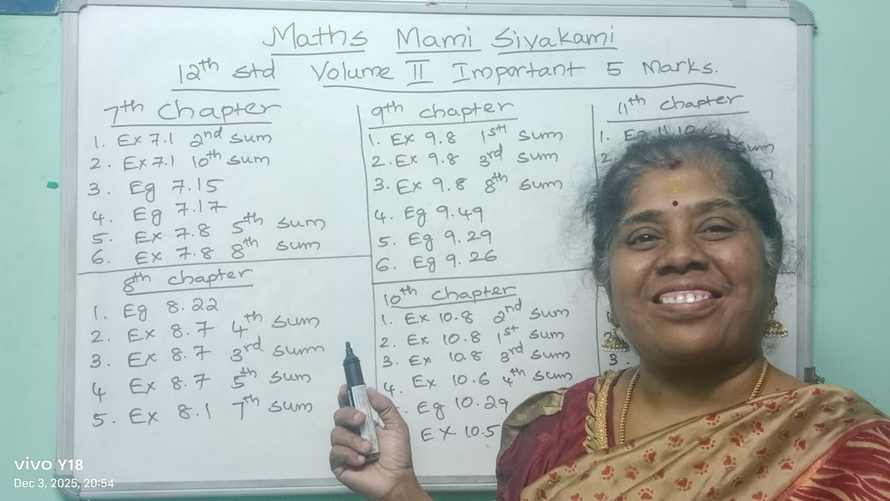 12th standard maths volume 2 important 5 marks
