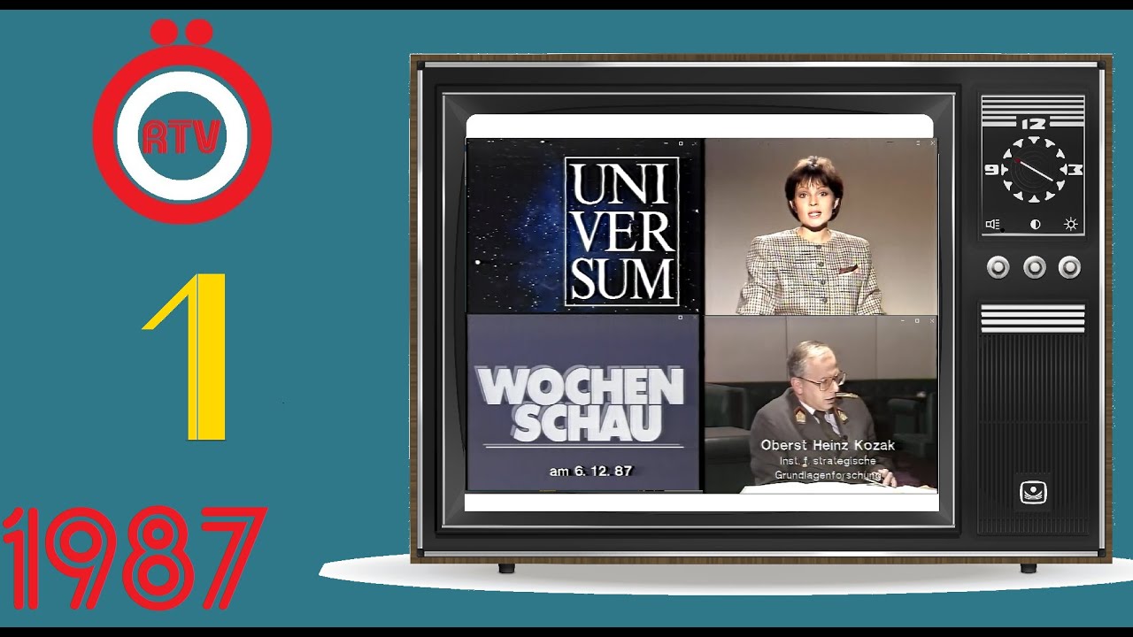 ORF FS 1 - Hinweis, Universum Intro, Ansage und Fragment Wochenschau (6.12.1987)