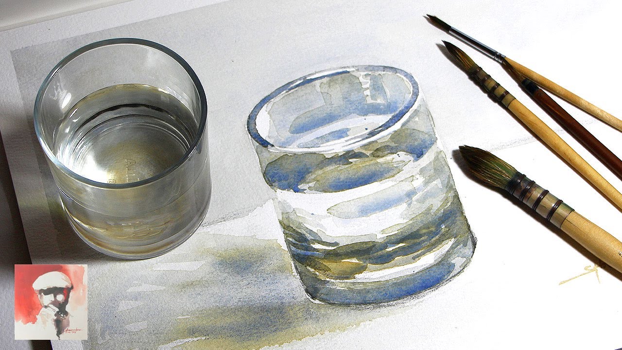How to Paint A Glass with Watercolor Tutorial Easy | How to Draw A Glass of Water | Shahanoor Mamun