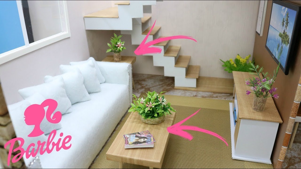 COMO FAZER MESA DE CENTRO, MESA LATERAL E ARRANJOS DE FLORES PRA SALA DA BARBIE