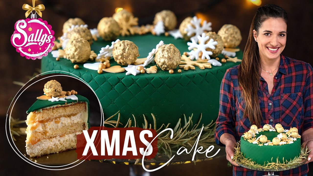 Weihnachtstorte mit Kaki Füllung / Fondant xmas cake / Sallys Welt