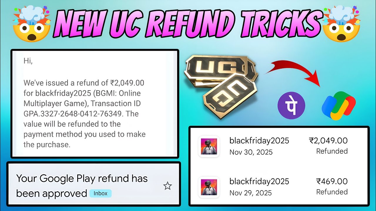 NEW BGMI UC REFUND TRICKS HAS BEEN APPROVED 100% WORKING IOS AND ANDROID