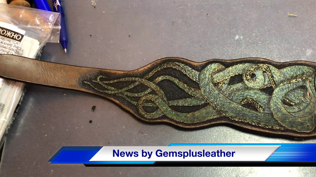 News By Gemsplusleather - Tooled Leather Dog Collar in Progress