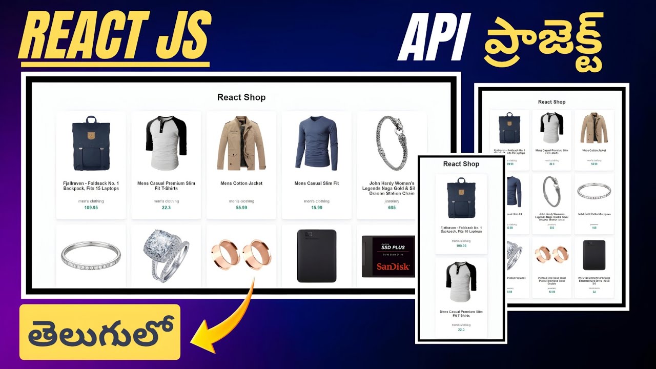 🛒 React JS API Project in Telugu | Fake Store API | Shopping Products App Tutorial for Beginners