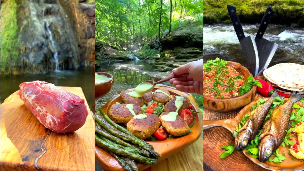 Outdoor Survival Cooking 💦🥩 | Relaxing Cooking Compilation 