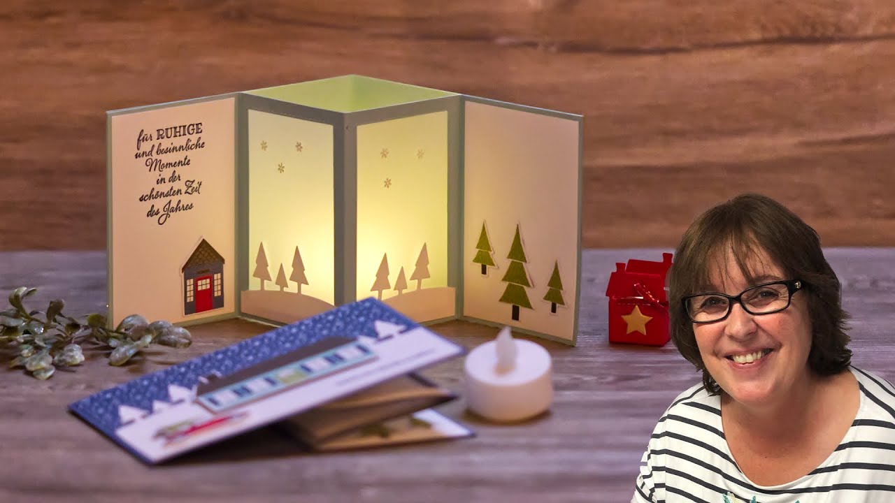 Weihnachtliche Teelichtkarte „Adventsstädtchen / Laternenkarte・Tea Light Card・Stampin’ Up!