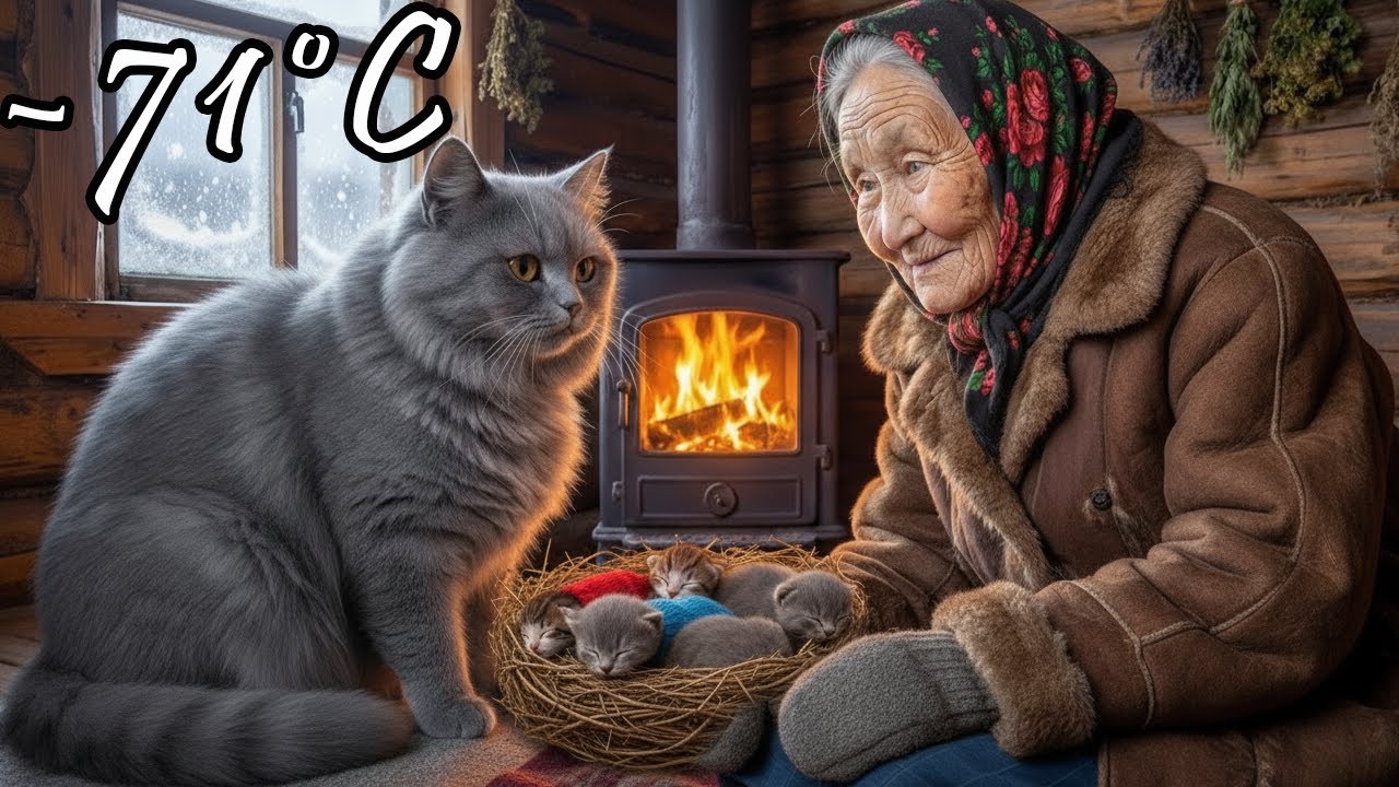 90-Year-Old Widow Helps Her Loyal Cat Give Birth at -71°C Yakutia | Tiny Wool Sweaters