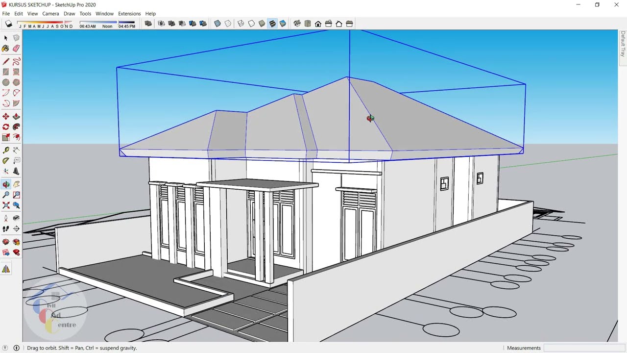TUTORIAL SKETCHUP PEMULA, PART 4. CARA MEBUAT  ATAP (MODEL ATAP)