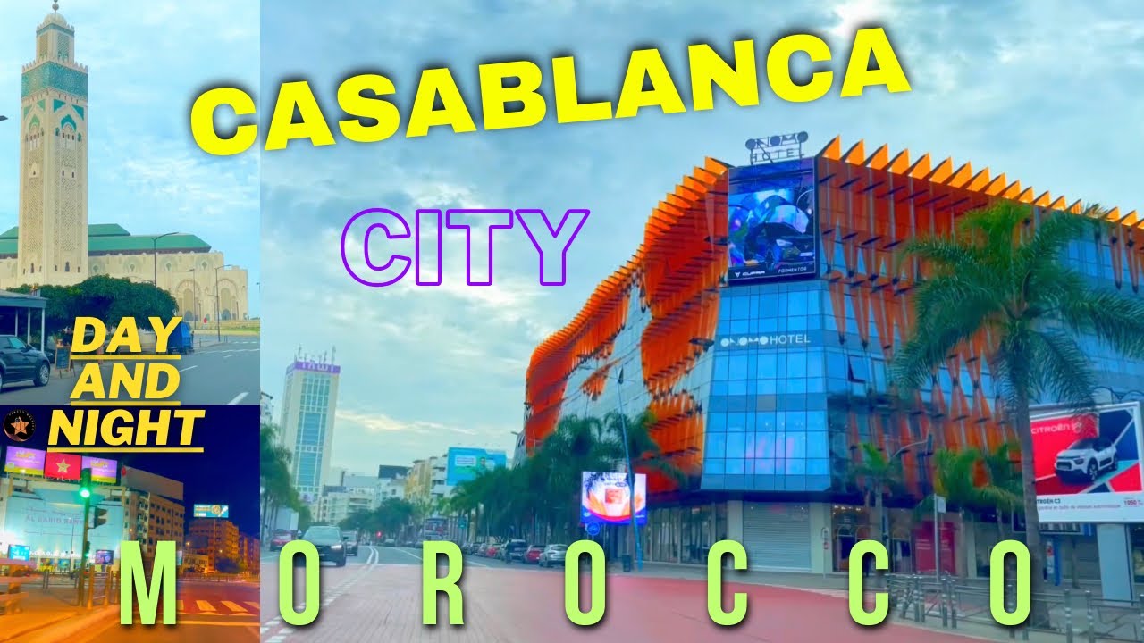 Driving in the streets of Casablanca day and night - Morocco 🇲🇦 | vidéo music person walking