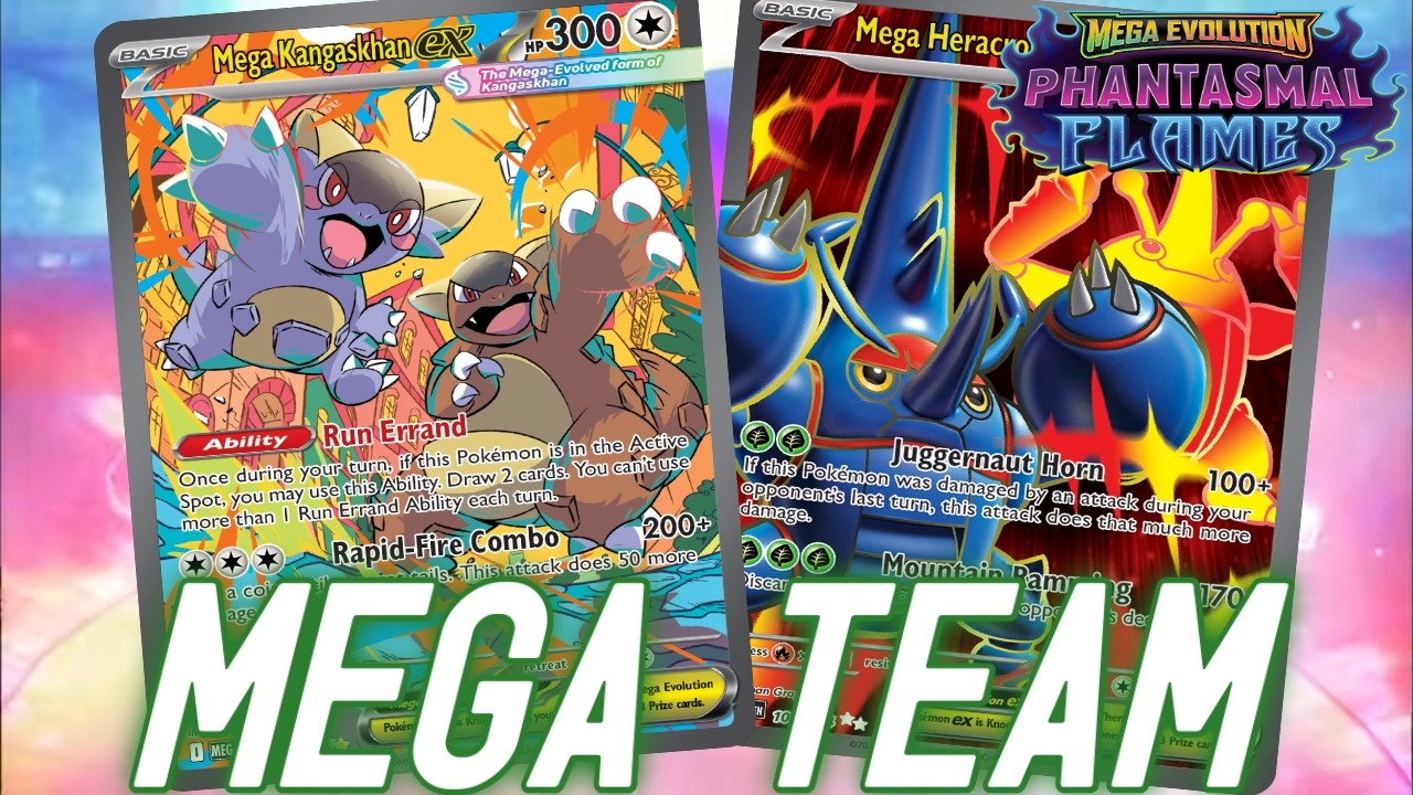 Колода Mega Kangaskhan ex добавляет НОВЫЙ Mega Heracross ex и возможность лечения | PTCGL