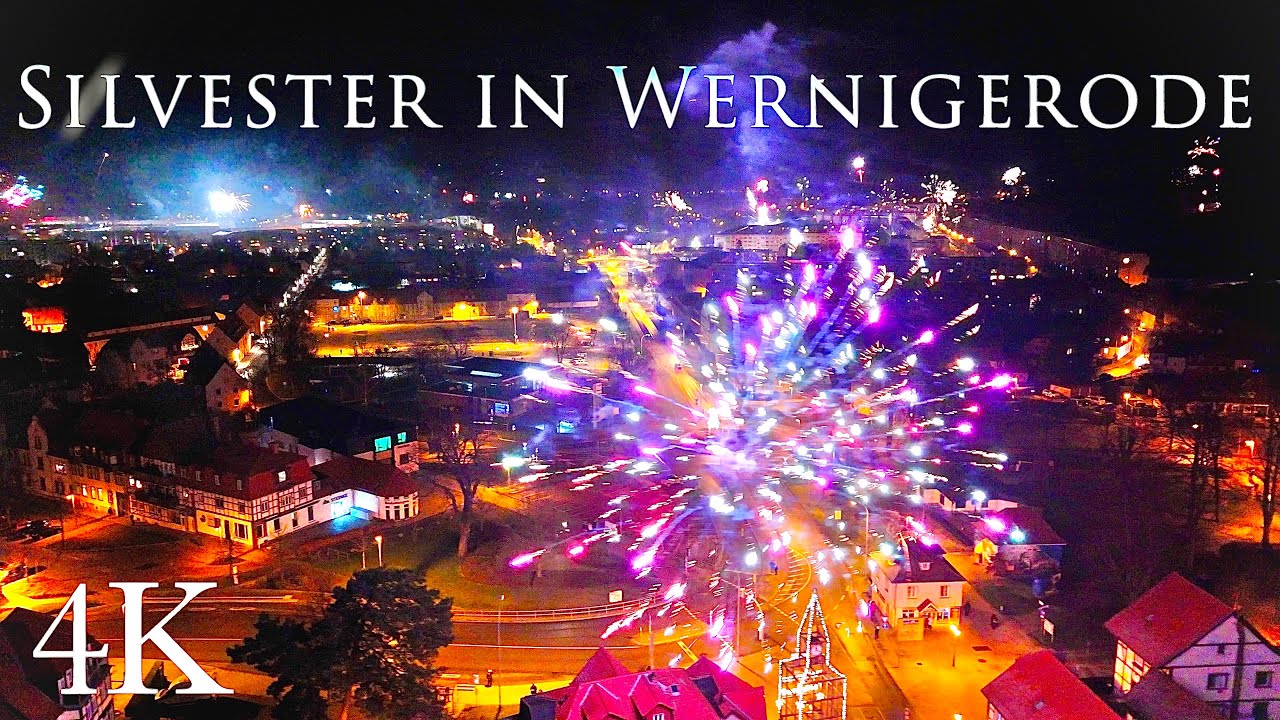 Drone Flight over the New Year's Eve Fireworks in Wernigerode 4K (2024-2025)