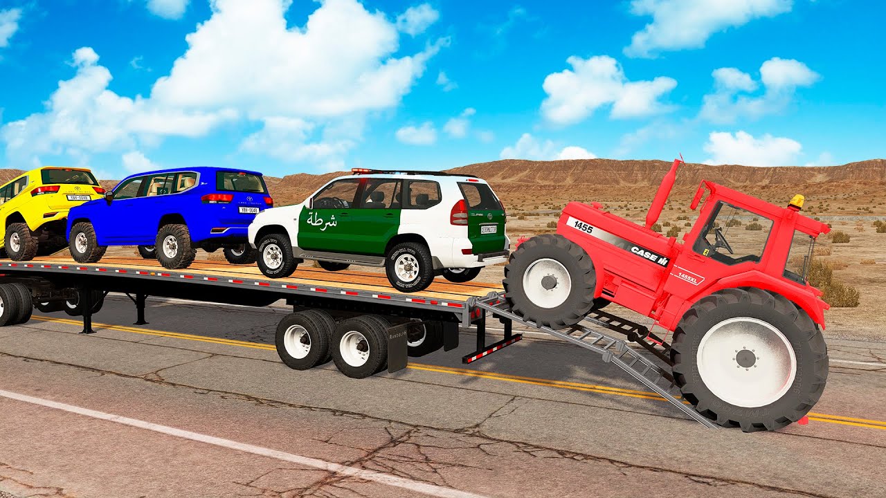 Flatbed Truck Mcqueen | Transportation with Truck - Pothole vs Car #264 - BeamNG.Drive