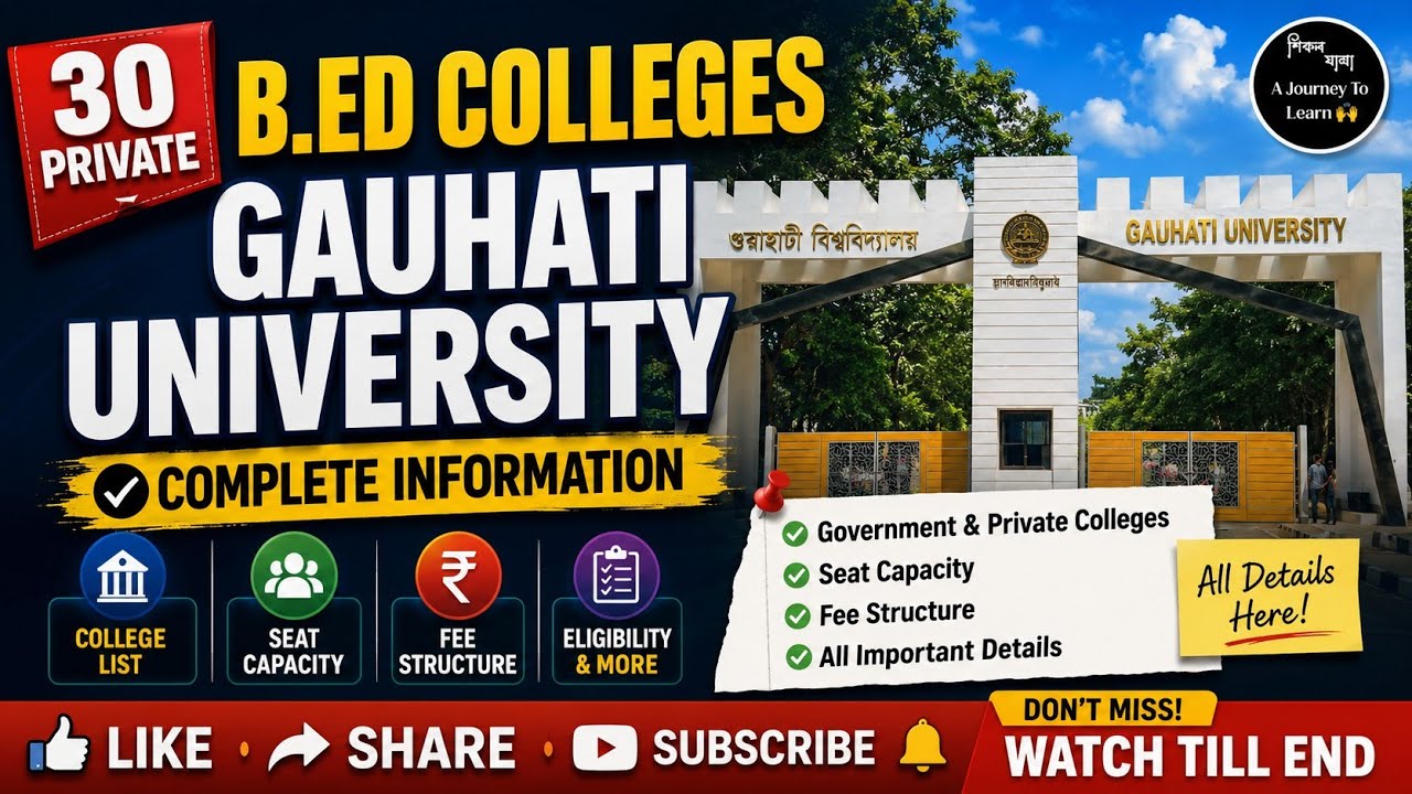 Private B.Ed Colleges Under Gauhati University 2026 | Fee Structure, Seat Capacity & Admission Guide