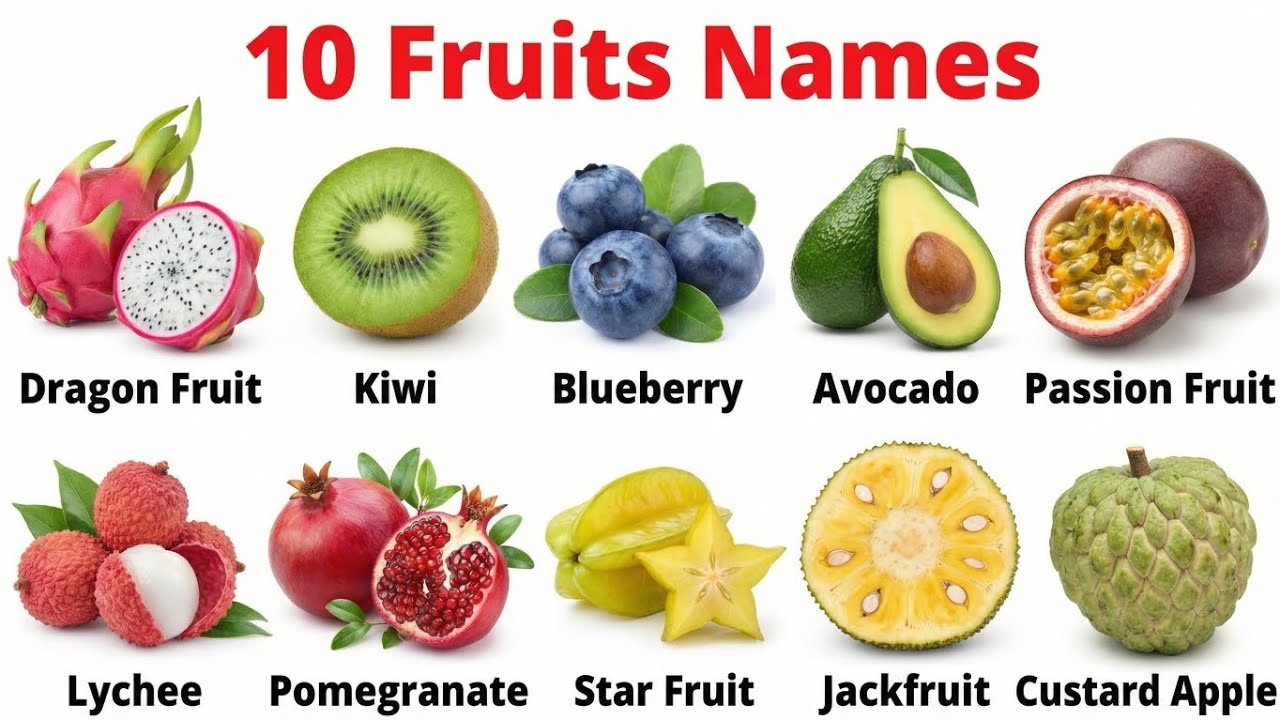 20 Exotic Fruits Name बच्चों के लिए | Learn Fruit Names in English and Hindi | Educational Video