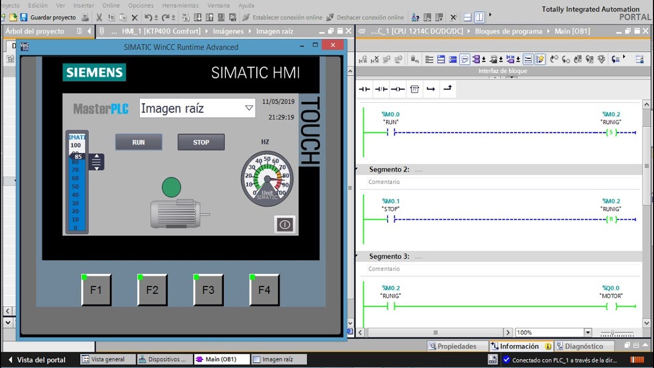 SIMULAR UN  HMI DE SIEMENS Conectado a un  PLC  REAL en TIA PORTAL