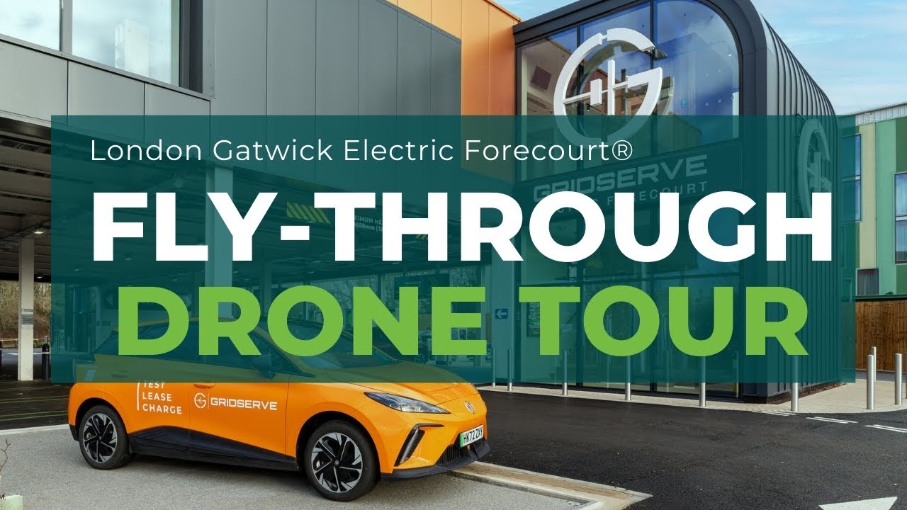 One shot drone tour of the UK's latest EV charging station at London Gatwick Airport