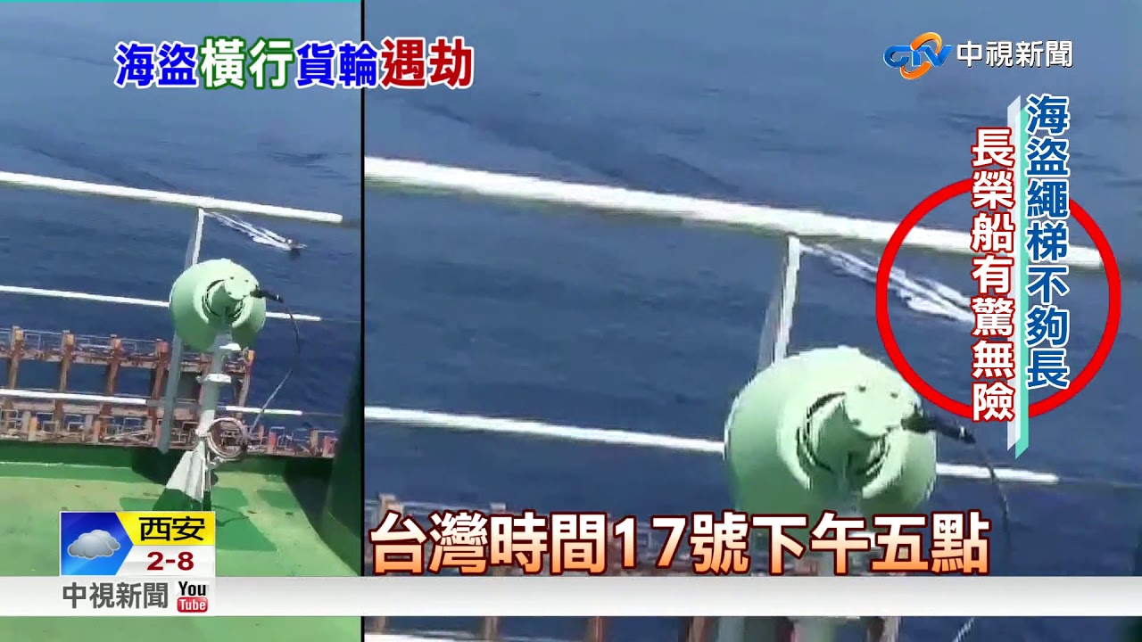 長榮海運遇索馬利亞海盜 船員急喊:後退!│中視新聞 20171122