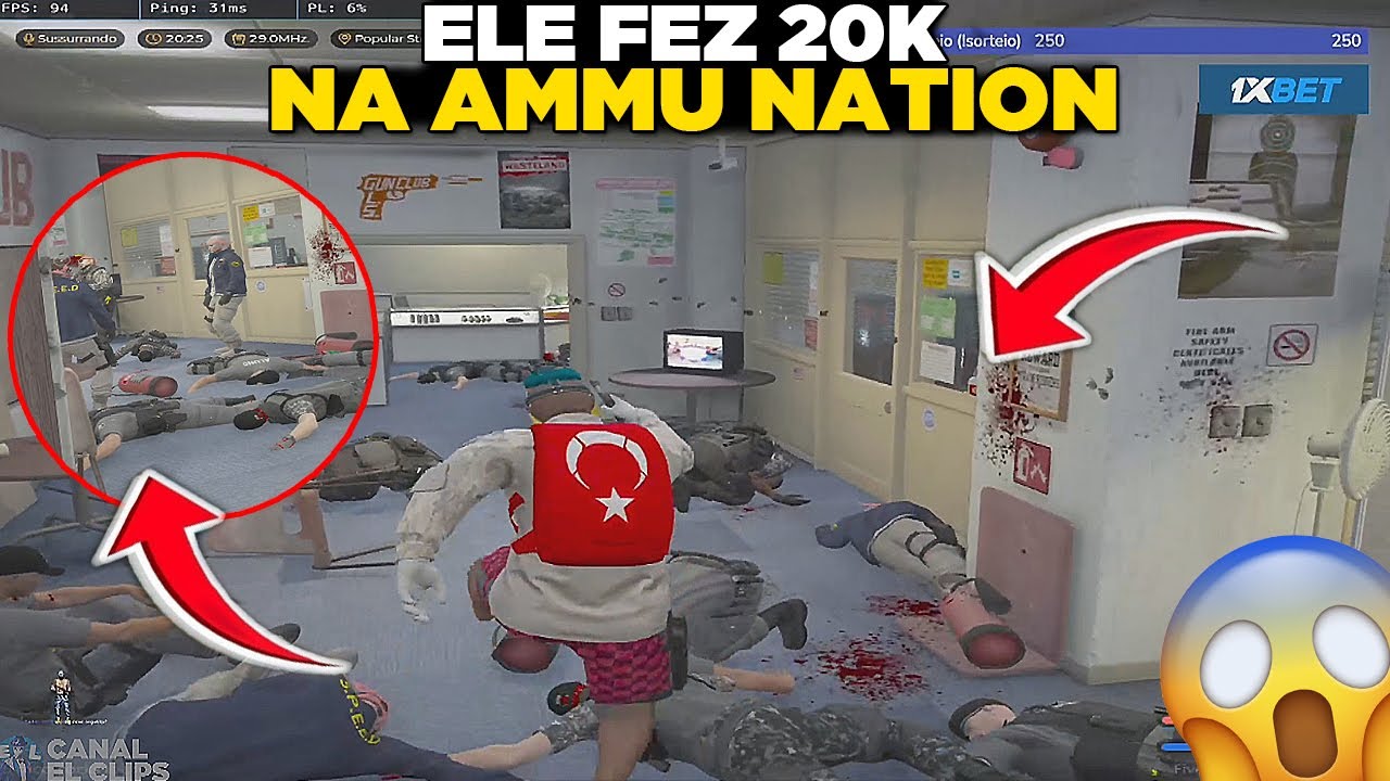 BRASIL FPS FEZ 20 KILLS NA AMMU NATION DO CIDADE ALTA GTA RP ! LEVOU TODO MUNDO !!