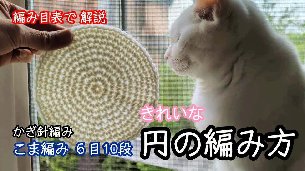 【かぎ針編み】【初心者】【きれいな円の編み方】こま編み 6目10段