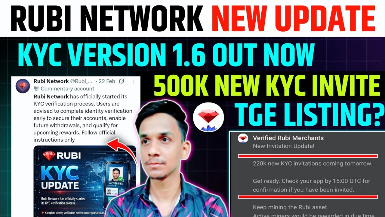 RUBI NETWORK KYC VERIFICATION 📌 RUBI NETWORK 1.6 VERSION UPDATE ✅RUBI NETWORK LISTING TGE UPDATE 📌