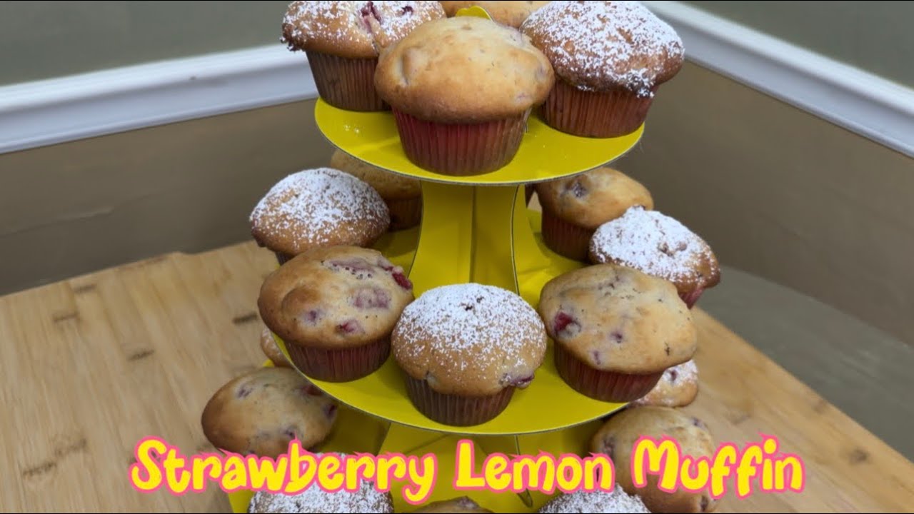 Strawberry Lemon Muffin | how to bake strawberry lemon muffin | steps | homemade