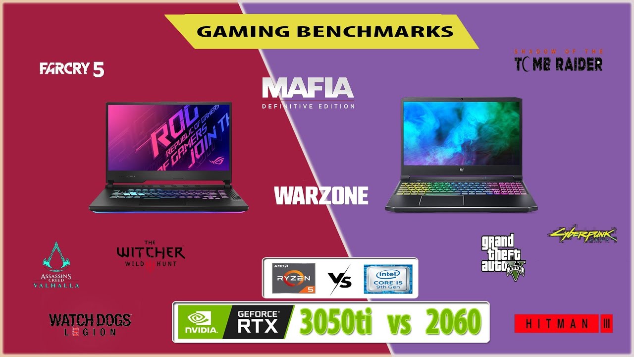 RTX 3050 ti vs 2060 gaming benchmark | #acerpredatorhelios300  vs #asusrogstrixg15 | #stealthgamer