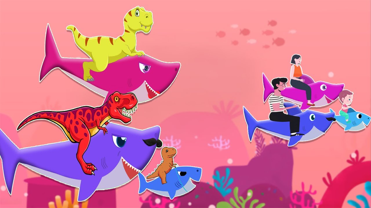 Baby Shark with Human and T-Rex | Baby Shark doo doo doo | Kids Songs with Momonico