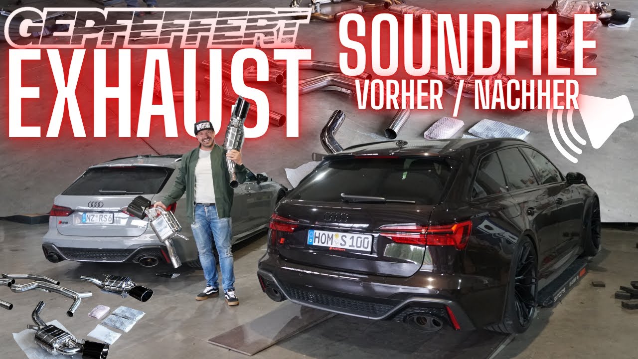 GEPFEFFERT ABGASANLAGE made by Capristo SOUNDFILE RS6 C8 (Vorher/Nachher)