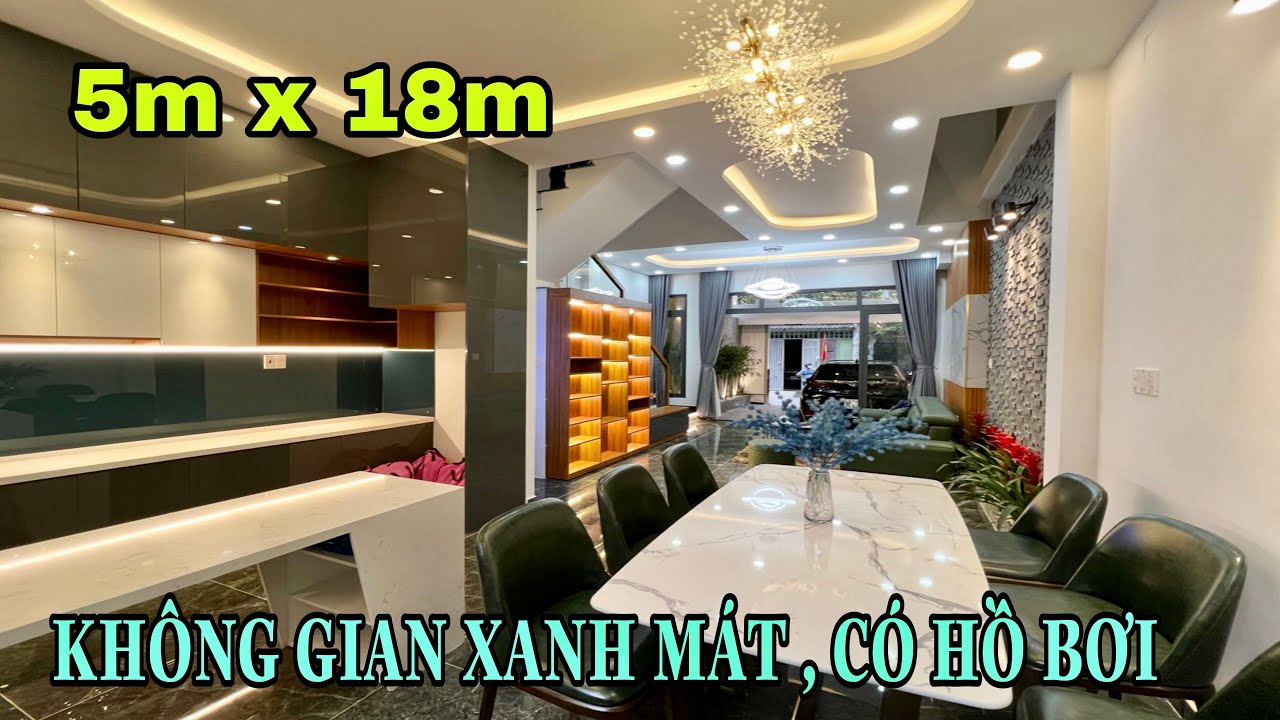 Bán nhà Gò Vấp 5m x 18m Thiết Kế Cực kì Đẹp nội thất cao cấp . Có Hồ Bơi xanh Mát