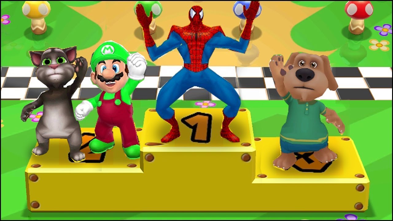 Mario Party 9 MiniGames: Марио против Человека-паука против Тома против Бена (уровень сложности «...