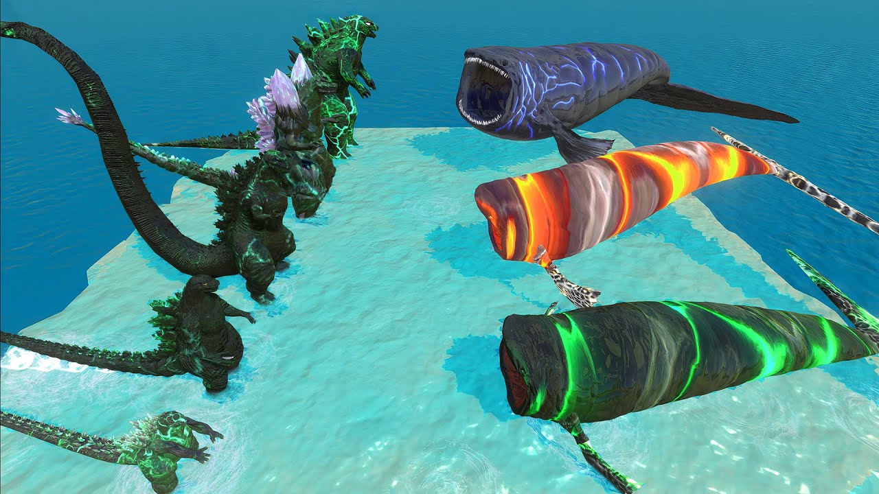 Aquatics Battle - The Bloop VS Evolution Of Godzilla 2014 Thunder Size Comparison - ARBS