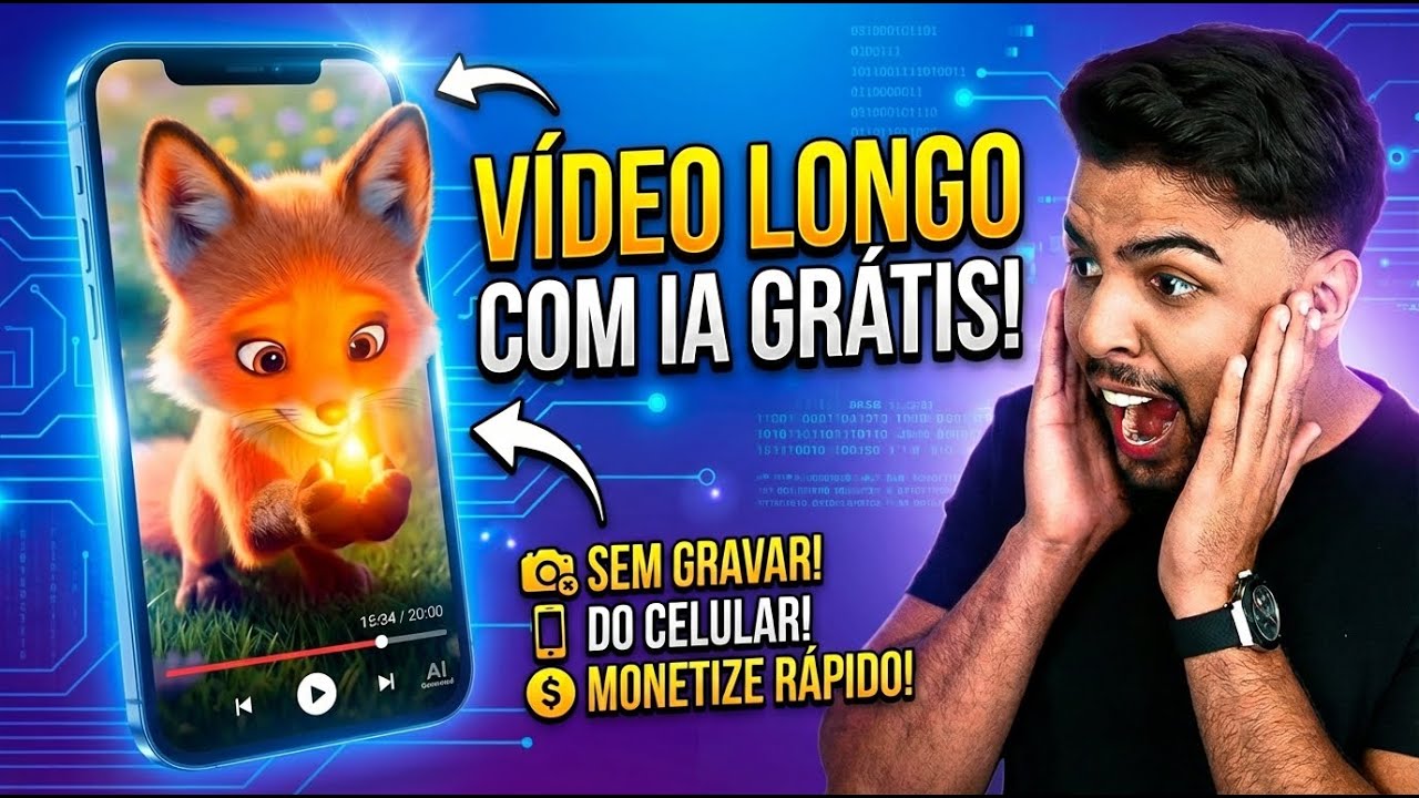 🚀 IA GR&Aacute;TIS: Como Criar V&iacute;deos Longos com IA pelo Celular (Sem Gravar e Pronto pra Monetizar!)