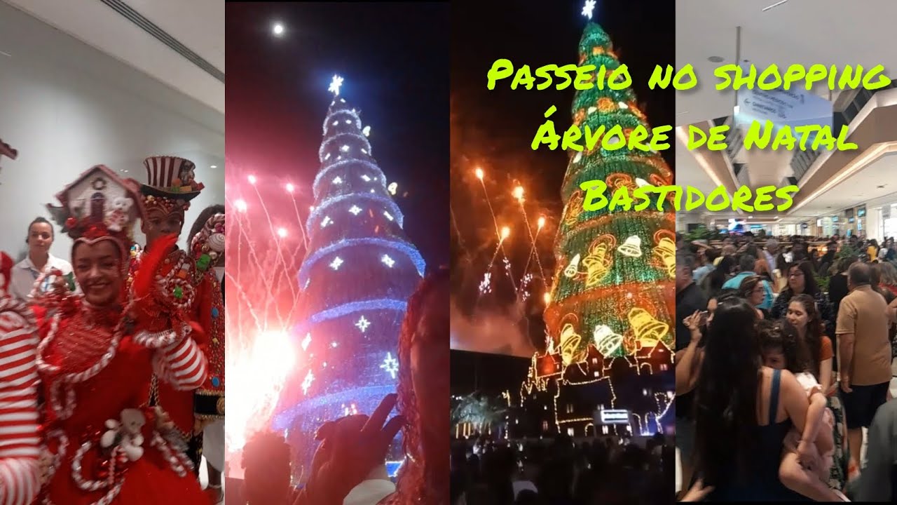 FOMOS AO BARRASHOPPING estava lotado ✨️ #luzes + Árvore iluminada  e  fogos  show #lua 