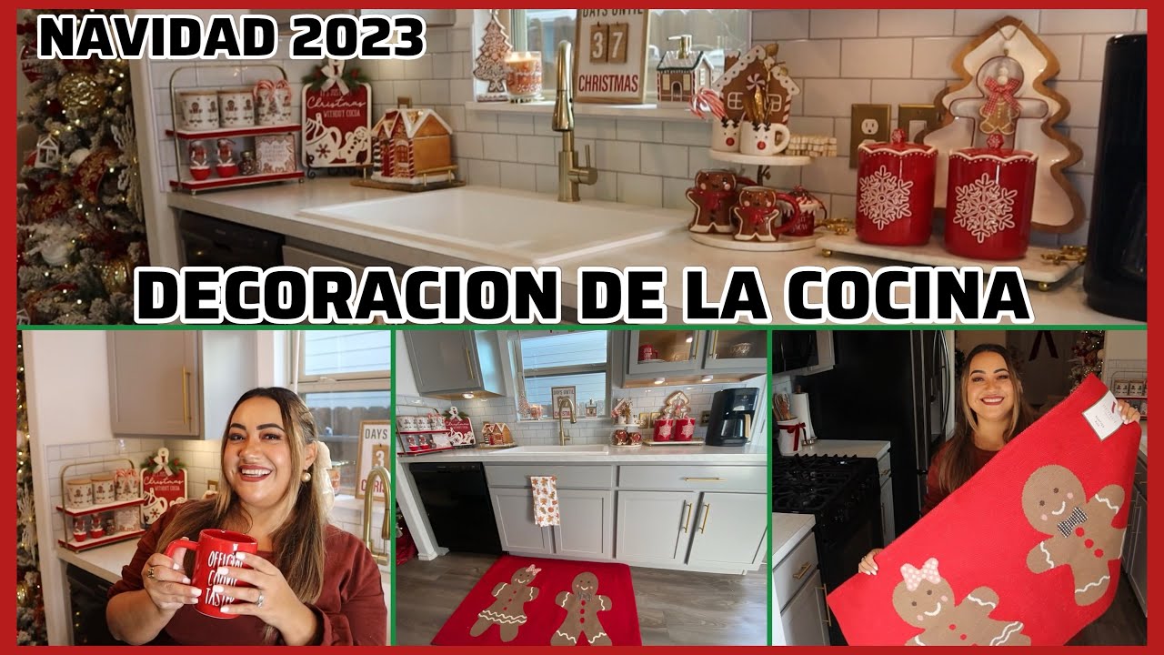 DECORANDO MI COCINA PARA NAVIDAD🎄GINGERBREAD HOUSE Y COLOR ROJO🍪