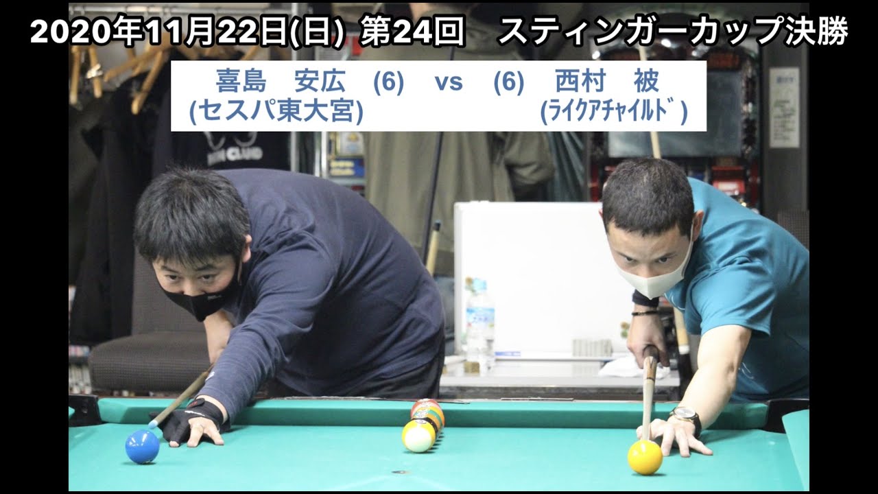 2020年11月22日(日)第24回スティンガーカップ決勝　喜島安広vs西村被