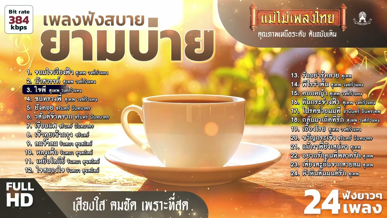 เพลงฟังสบายยามบ่าย 24 เพลงฟังยาวๆ #แม่ไม้เพลงไทย #เพลงดังต้นฉบับ