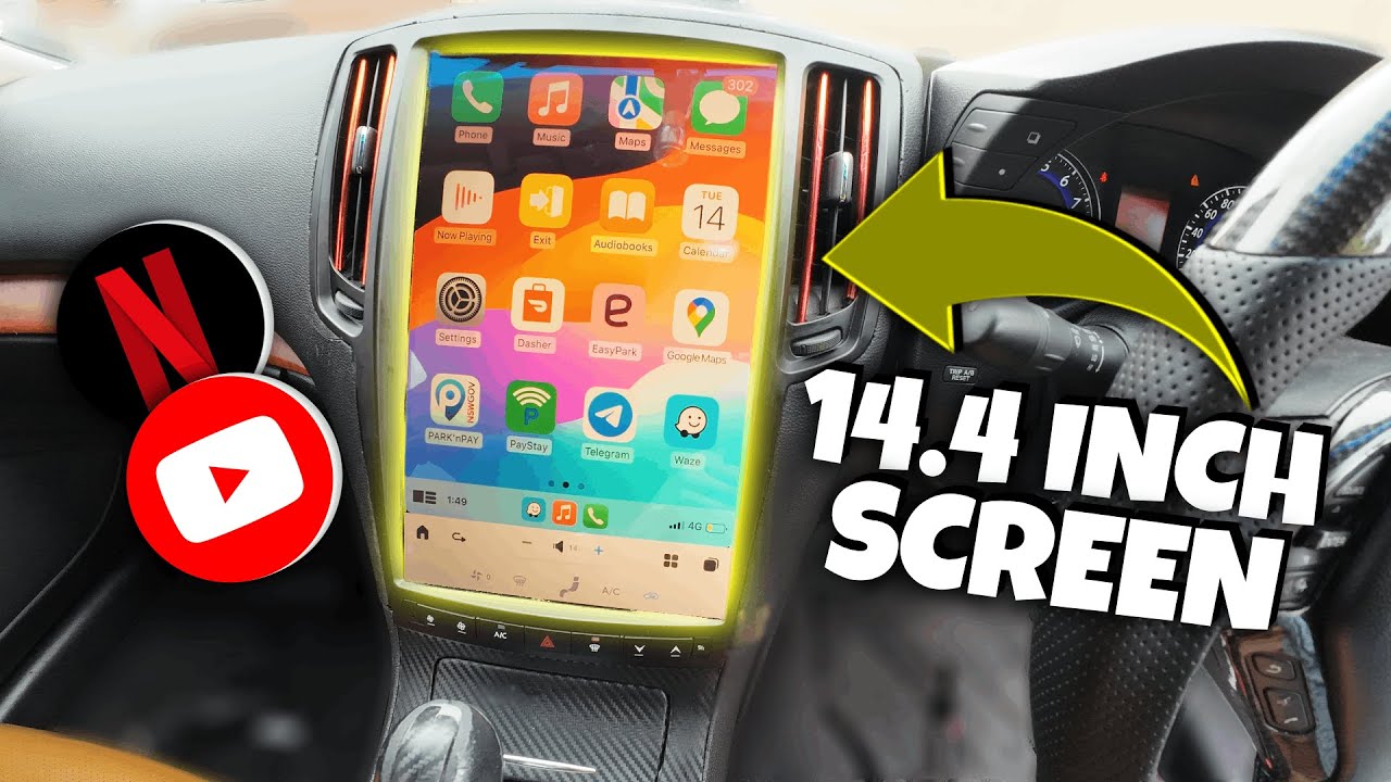 Nissan Skyline 370GT 2006-2014 Apple CarPlay и Android Auto 14,4-дюймовый экран Tesla