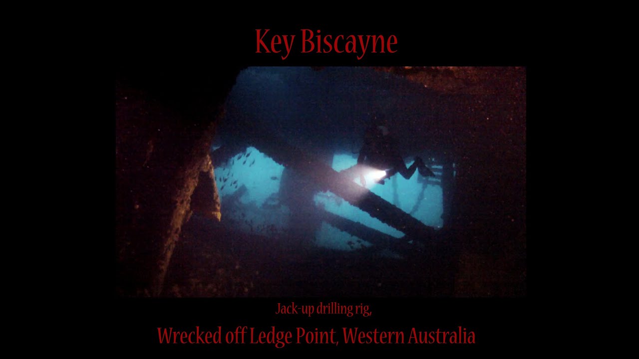 SCUBA Diving the Key Biscayne oil rig shipwreck, Ledge Point. Western Australia. Gopro.