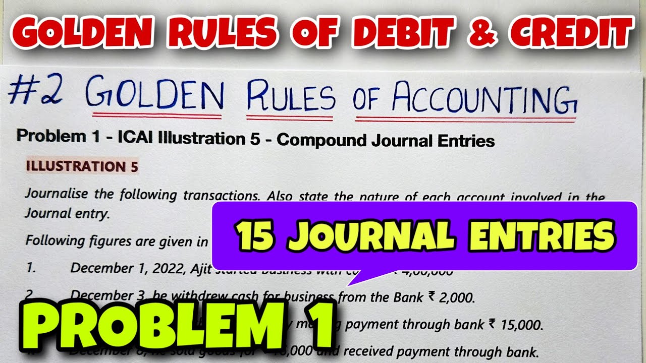 #2 Golden Rules of Accounting - Problem 1 - Journal Entries - By Saheb Academy