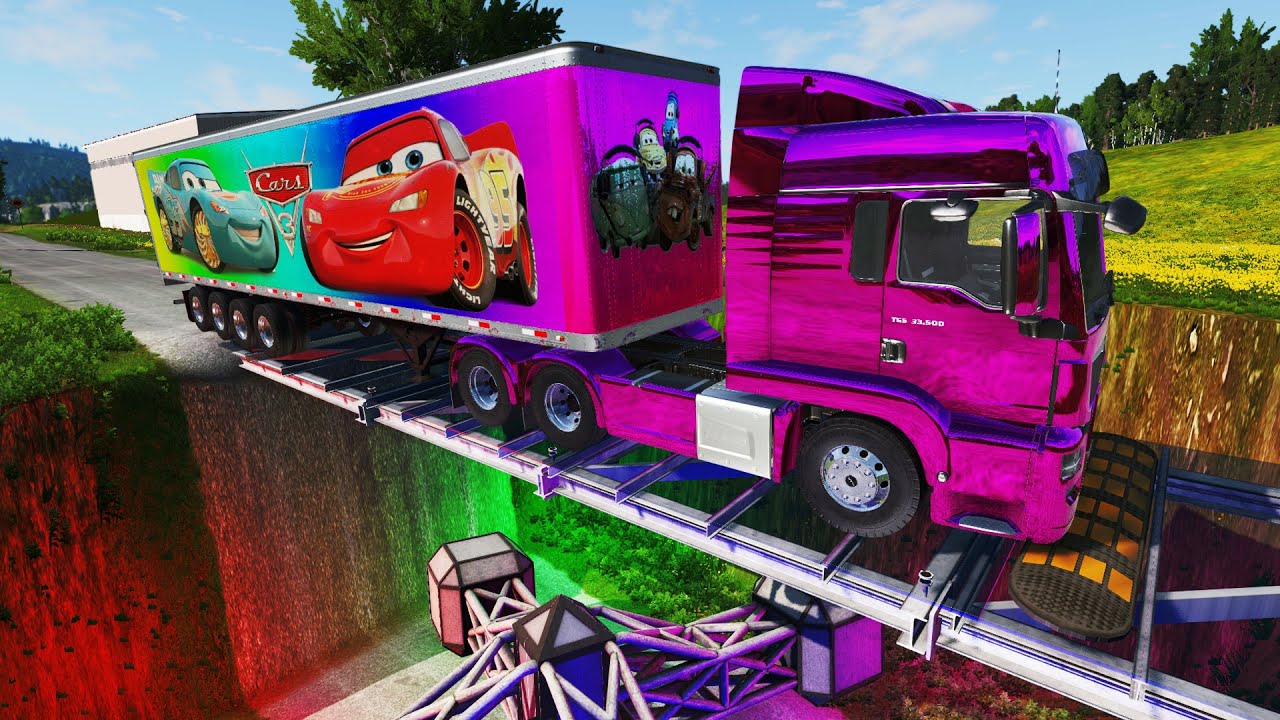 Trucks Cars vs Massive Speed Bumps vs Giant Bulge BeamNG Drive