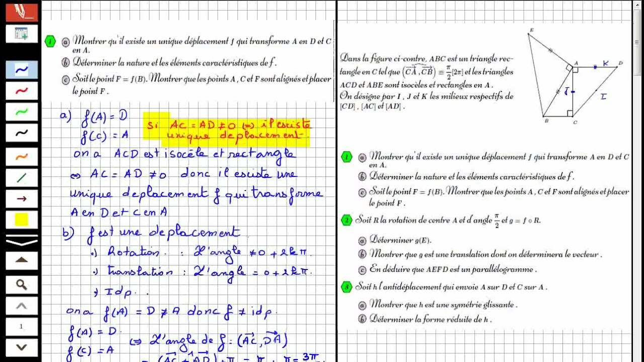 Déplacement et Antidéplacement S1 (Bac math)