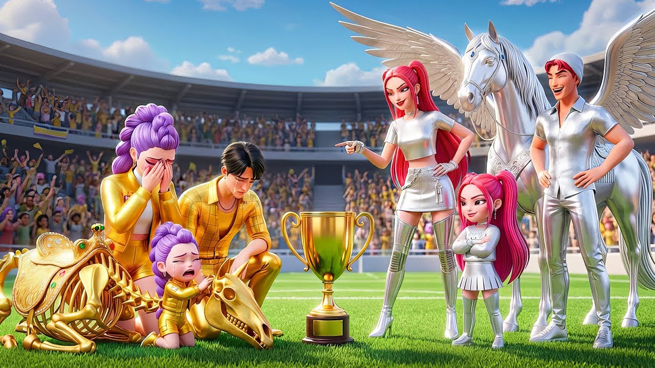 OMG!😱 Golden Family VS Silver Family🐎RUMI Gets Battle Horse Racing Championship🏆- KPOP Demon Hunters