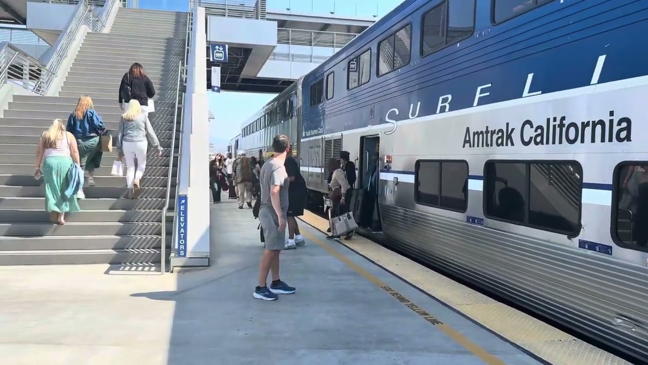The arrival and departure of rare Amtrak 577 with 5 car set at Anaheim station on 9/28/25