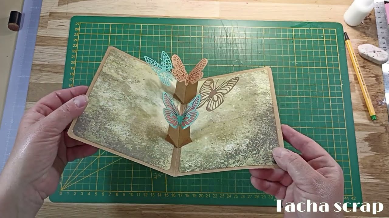 TUTO carte popup facile papillon pas à pas débutante bloc action #diy #scrapbooking #tuto #scrap