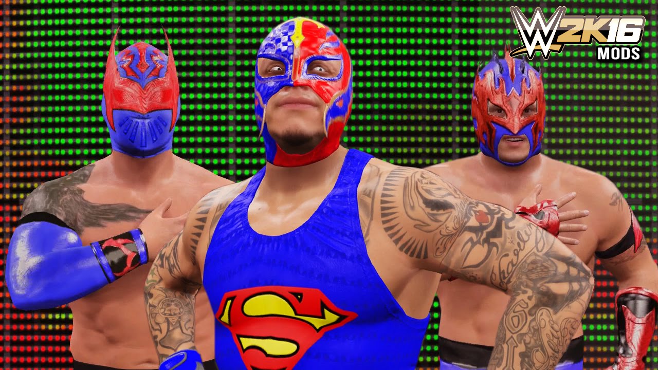 WWE 2K16 Mods  - Rey Mysterio, Sin Cara & Kalisto SUPERMAN Attires Mod